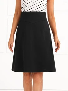 EMERY ROSE High Waist Zip Back Skirt - Black - View 3