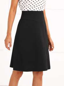 EMERY ROSE High Waist Zip Back Skirt - Black - View 5
