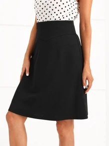 EMERY ROSE High Waist Zip Back Skirt - Black - View 1