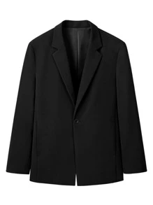 Manfinity Men Single Button Blazer - Black - View 3