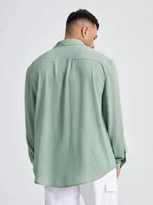 Manfinity VCAY Men Plus Solid Patched Pocket Shirt - Mint Green - View 2