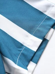 Manfinity Homme Men Colour Block High Low Shirt Without Tee - Blue and White - View 3