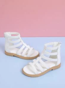 Girls Zip Back Gladiator Sandals - White - View 2