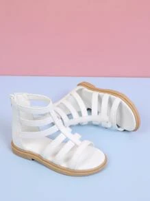 Girls Zip Back Gladiator Sandals - White - View 6