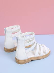 Girls Zip Back Gladiator Sandals - White - View 4
