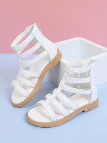 Girls Zip Back Gladiator Sandals - White - View 7