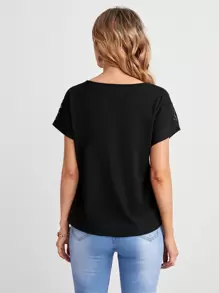 EMERY ROSE Contrast Lace Dolman Sleeve Tee