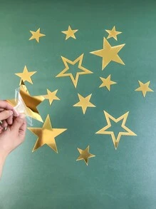 19 件亚克力自粘可移除星空镜面墙贴，易于粘贴，不损坏 DIY 家居装饰，北欧浪漫星空创意家居装饰，适用于卧室、玄关、星空装饰 - 金色 - 查看 3