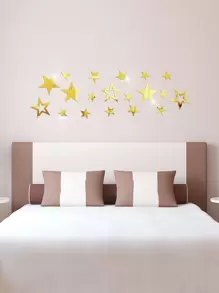 19 件亚克力自粘可移除星空镜面墙贴，易于粘贴，不损坏 DIY 家居装饰，北欧浪漫星空创意家居装饰，适用于卧室、玄关、星空装饰 - 金色 - 查看 5