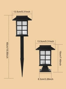 1 đèn năng lượng mặt trời ABS, đèn đường năng lượng mặt trời màu đen hiện đại dùng để trang trí sân vườn ngoài trời - Màu vàng - Xem 3