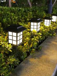 1 đèn năng lượng mặt trời ABS, đèn đường năng lượng mặt trời màu đen hiện đại dùng để trang trí sân vườn ngoài trời - Màu vàng - Xem 7