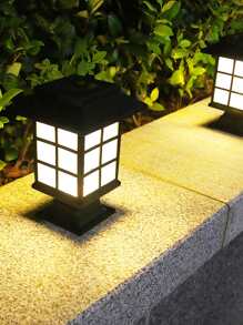 1 đèn năng lượng mặt trời ABS, đèn đường năng lượng mặt trời màu đen hiện đại dùng để trang trí sân vườn ngoài trời - Màu vàng - Xem 5