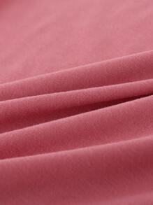 SHEIN Tween Girl Figure And Letter Graphic Tee With Shorts - Multicolor - View 4