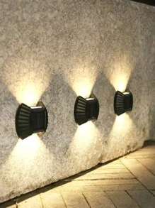 1 đèn treo năng lượng mặt trời ABS, đèn năng lượng mặt trời gắn tường màu vàng hiện đại cho sân vườn, đèn chiếu sáng ngoài trời cho lối đi, sân, hiên - Màu vàng - Xem 1