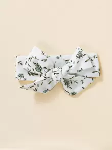 Baby Girl Floral Print Bow Front Ruffle Trim 2 In 1 Bodysuit & Headband - Multicolor - View 3