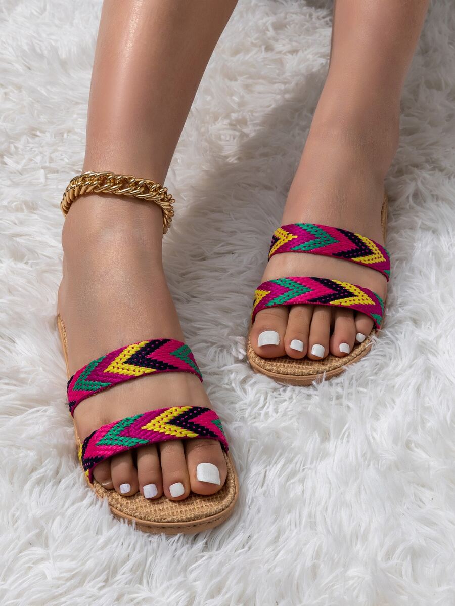 Colorblock Espadrille Sole Slides
