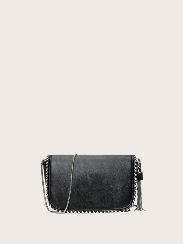 Leve, Casual De Negócios, Mini Bolsa De Corrente Com Borla De Metal Com Decoração De Contas Para Meninas Adolescentes, Mulheres, Estudantes Universitários, Novatos E Trabalhadores De Colarinho Branco, Perfeita Para Escritório, Faculdade, Trabalho, Negócios, Deslocamento Diário, Ao Ar Livre, Viagens, Passeios