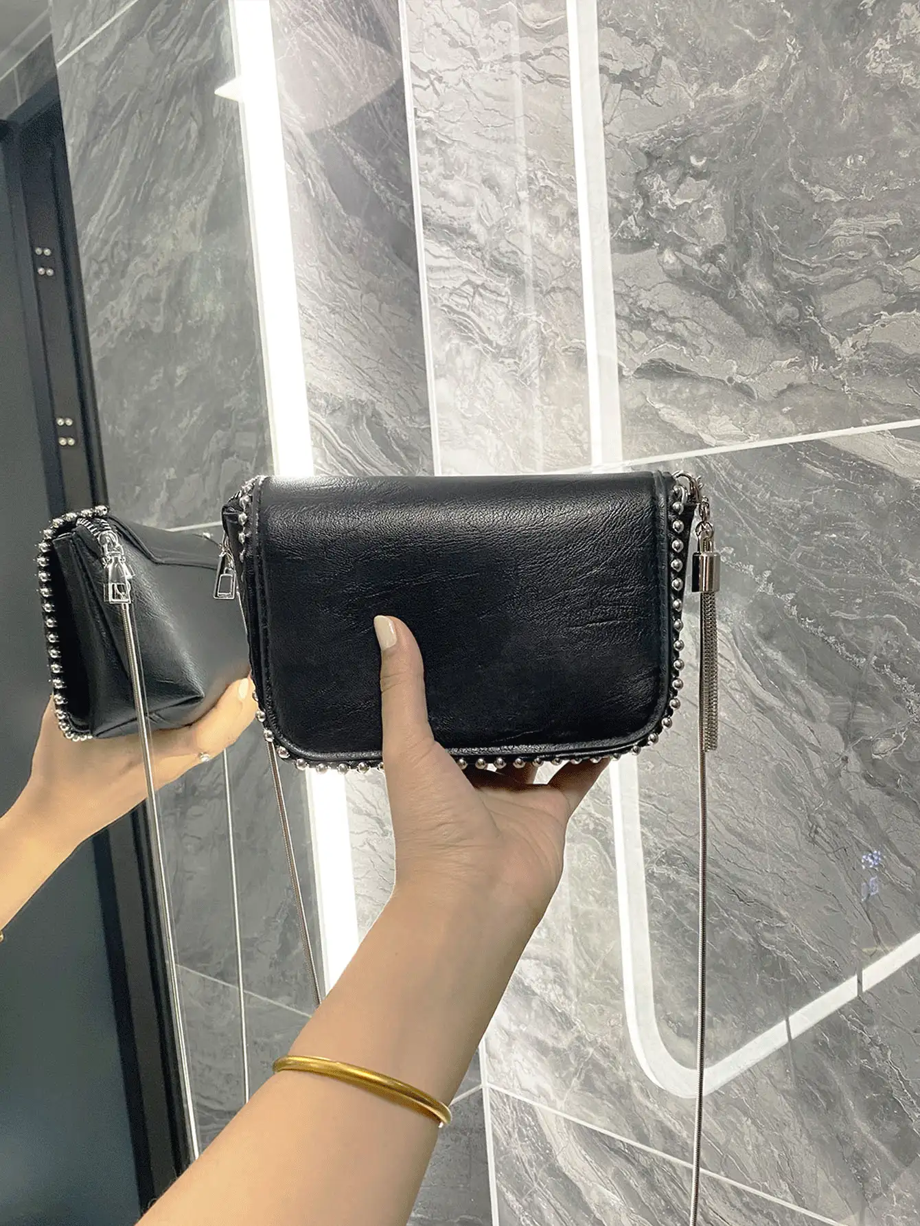 Lightweight,Business Casual Mini Metal Tassel Decor Beaded Chain Bag For Teen Girls Women College Students,Rookies & White-collar Workers Perfect for Office,College,Work ,Business,Commute,Outdoors, Travel, Outings