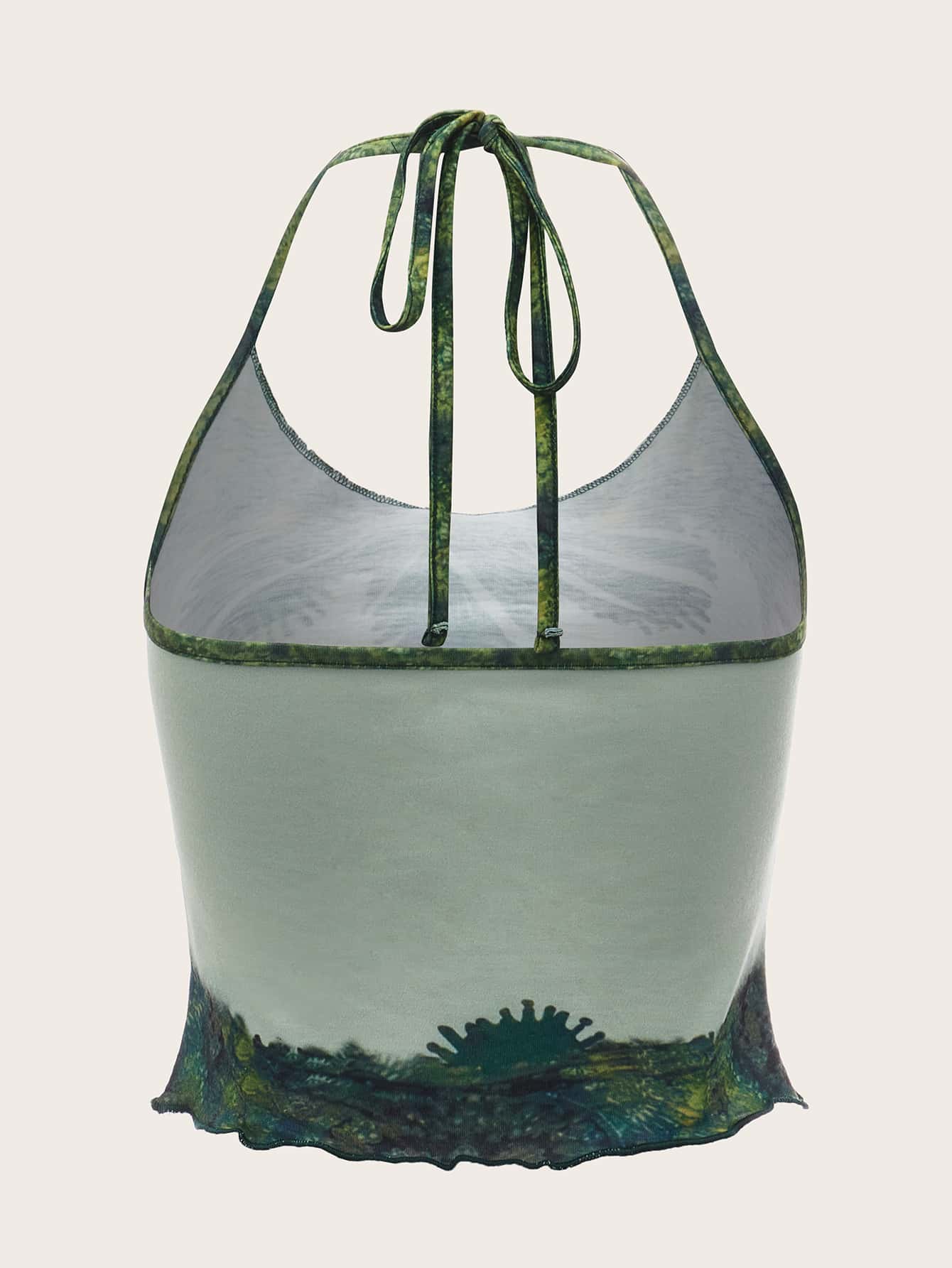 Graphic Lettuce Trim Halter Top