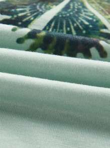 ROMWE 印花萵苣邊露背上衣 - 綠色 - 查看 4