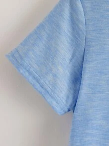 SHEIN 小男童遊戲手柄和標語圖案T恤 - 淺藍色 - 查看 4