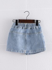 Young Girl Button Front Denim Skirt Summer Holiday