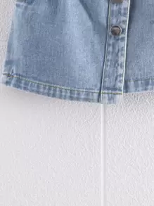 Young Girl Button Front Denim Skirt Summer Holiday