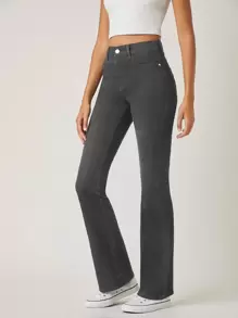 Jeans amplios de cintura alta - Azul lavado oscuro - Ver 1
