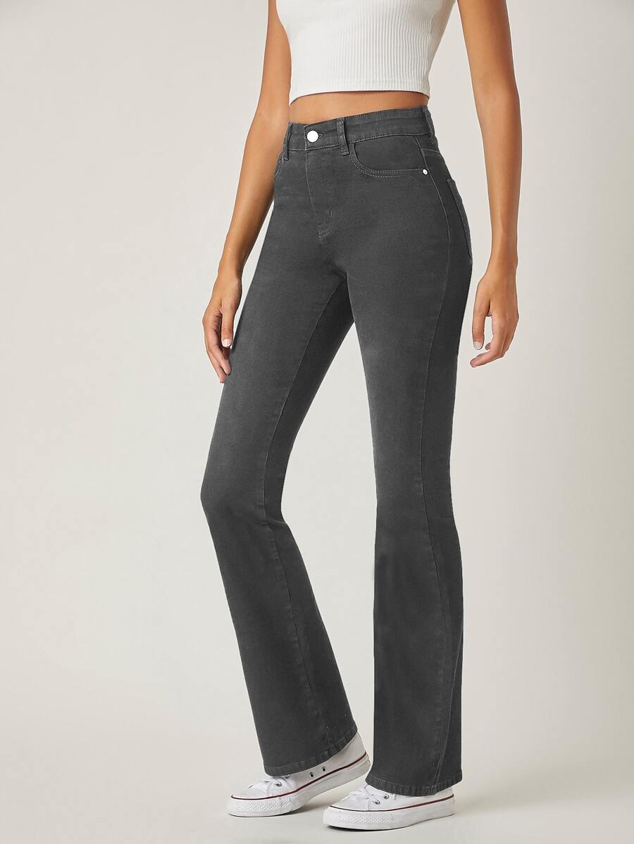 Jeans amplios de cintura alta - Azul lavado oscuro - Ver 1