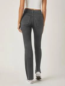 Jeans amplios de cintura alta - Azul lavado oscuro - Ver 2