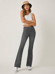 Jeans amplios de cintura alta - Azul lavado oscuro - Ver 6