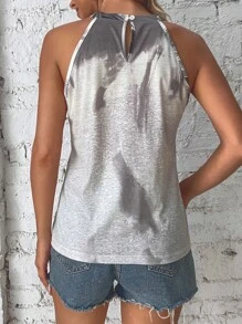 Breezaya 樹葉印花後鎖孔掛脖上衣 - 彩色 - 查看 2