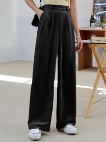 DAZY Pantalones A Medida De Talle Alto Con Detalles Plisados