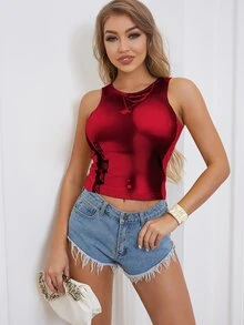 Letter Graphic Ombre Tank Top - Multicolor - View 4