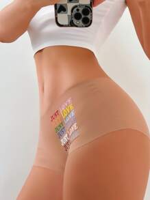 Colourful Letter Graphic Panty - Camel - View 7