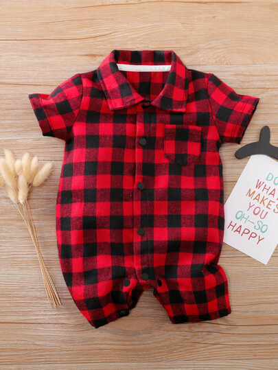 Yierying رومبيرات للرضع بازرارأمامية قماش قطن المربعات