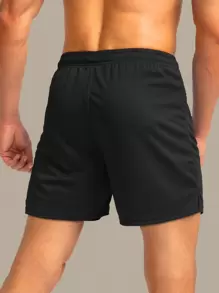 G Gradual Men Gym Shorts Graphic Print Drawstring Waist Sport Shorts With Phone Pocket Black Shorts Jogger Shorts Drawstring Shorts Summer Shorts - Black - View 2