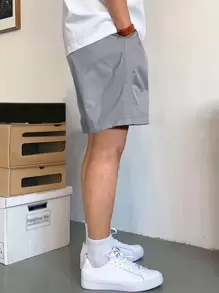 Manfinity Homme Loose Fit Men's Shorts With Slant Pockets And Drawstring Waist