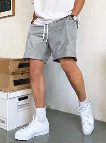 Manfinity Homme Loose Fit Men's Shorts With Slant Pockets And Drawstring Waist