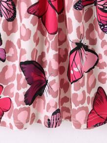 Toddler Girls Leopard & Butterfly Print Dress - Dusty Pink - View 3