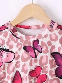 Toddler Girls Leopard & Butterfly Print Dress - Dusty Pink - View 4
