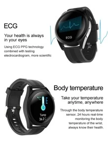 1pc Heart Rate Monitoring Smart Watch - Black - View 4