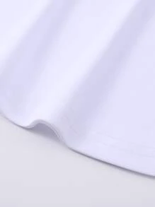 Manfinity Homme 男士字母圖案拼接面T恤和短褲 - 黑與白 - 查看 4