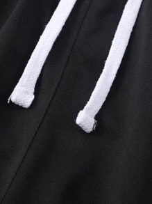 Manfinity Homme 男士字母圖案拼接面T恤和短褲 - 黑與白 - 查看 7