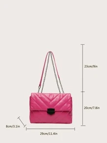 Túi Xách tay Nữ Kẻ sọc Chuỗi Đúng mốt - Màu Hồng Tươi - Xem 3