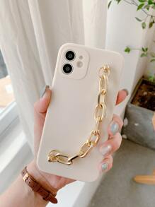 素色手機殼帶鏈條手掌帶 - 米色 - 查看 1