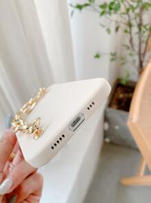 素色手機殼帶鏈條手掌帶 - 米色 - 查看 4