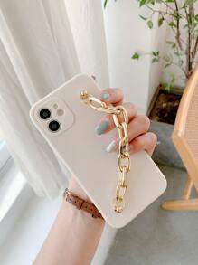 素色手機殼帶鏈條手掌帶 - 米色 - 查看 5