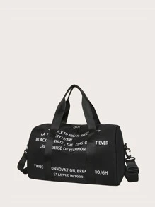 Đồ họa chữ cái Túi Duffel dung lượng lớn Túi du lịch Túi hành lý Túi qua đêm Túi xách tay Túi tập thể dục cho công việc Đồ dùng học tập Đồ dùng học tập cho học sinh - màu đen - Xem 6