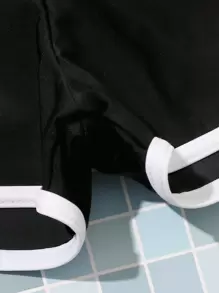 SHEIN Tween Girl Letter Tape Bikini Set With Cover Up Summer Beach - Black - View 4